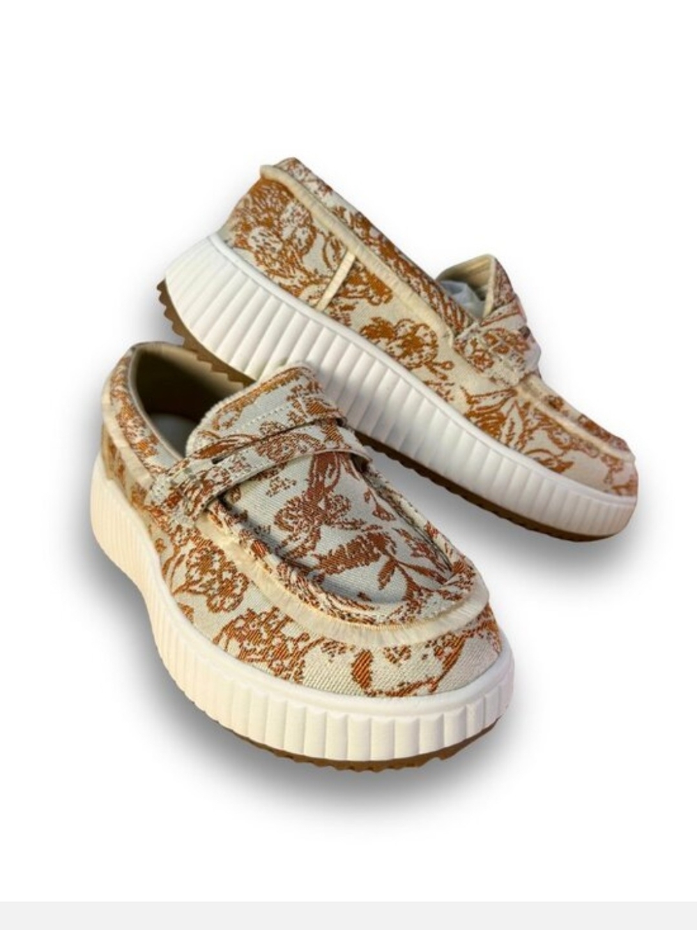 NEW Dream Pairs Cushion Platform Slip-On Shoes in Cream & Brown